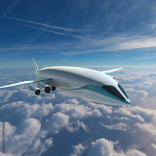 Future of air cargo transport, aerial transportation, Passenger Autonomous Aerial Vehicle AAV in sky,  Generative AI photo