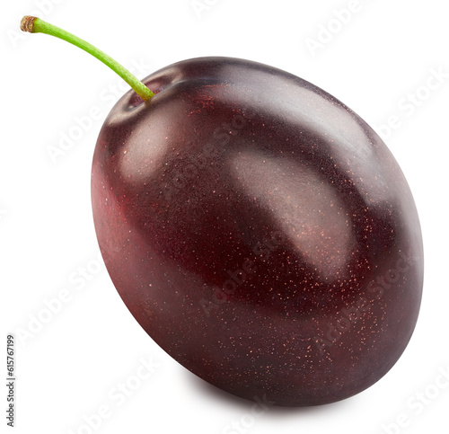 Ripe plum isolated on white background.