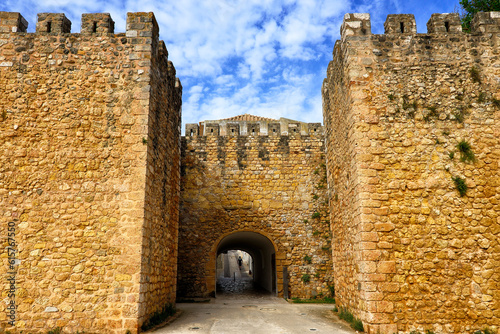 Lagos, Algarve, Portugal, Europe - fortified walls surrounding historic part of town, here San Goncalo gate - Porta de Sao Goncalo connectiong historic part with seaside, beaches and river