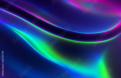 Abstract fluid iridescent holographic neon curved wave