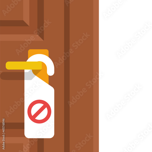 Do not open doors. Red prohibiting sign. Vector illustration flat design. Isolated on white background.