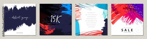 Grunge universal square art templates. Suitable for post in social networks, ...