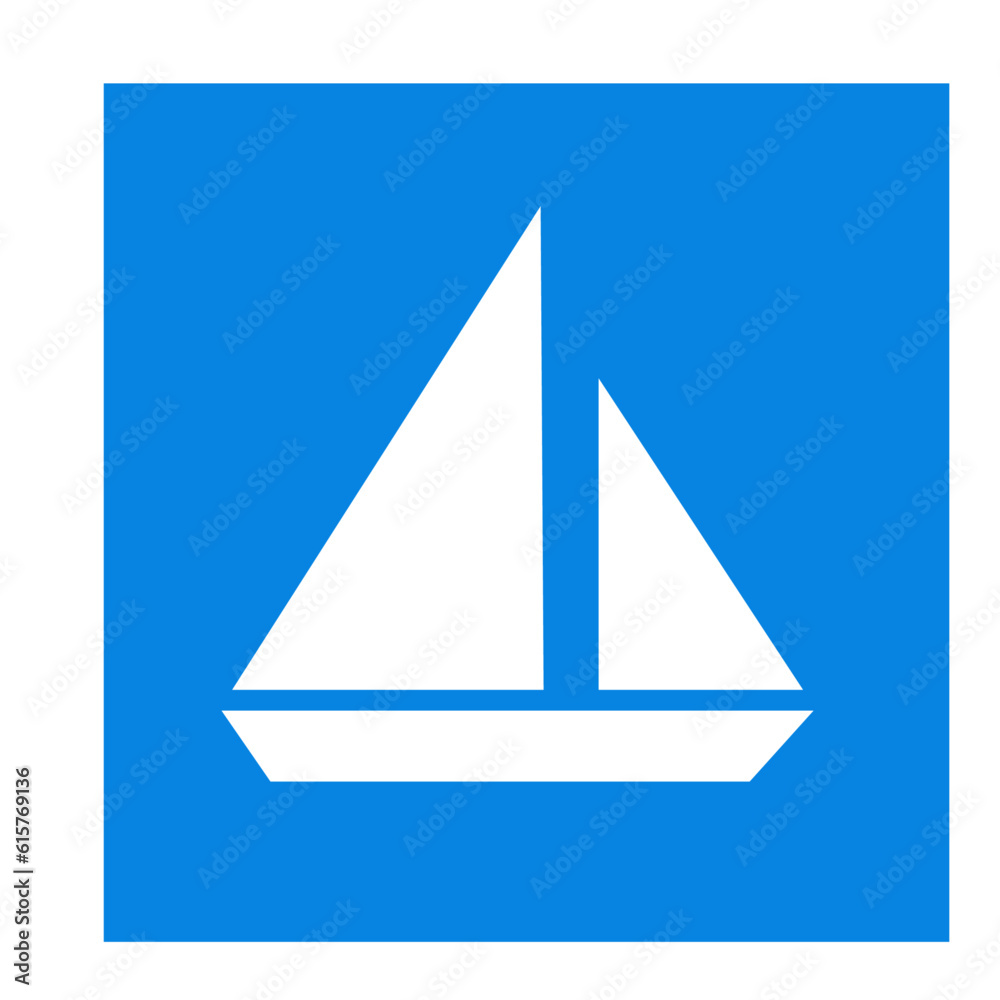 Panneau code de la navigation en eaux intérieures: Zone pour pour bateau à voile Panneau code de la navigation en eaux intérieures: Zone pour pour bateau à voile