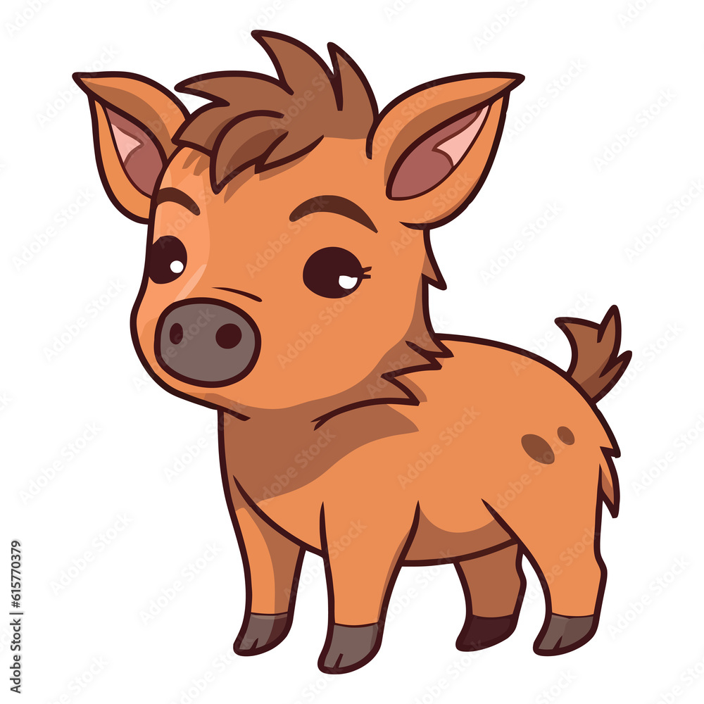 Wild Boar Portrait: Vibrant 2D Illustration Depicting a Cute Forest Beauty Wild Boar Portrait: Vibrant 2D Illustration Depicting a Cute Forest Beauty