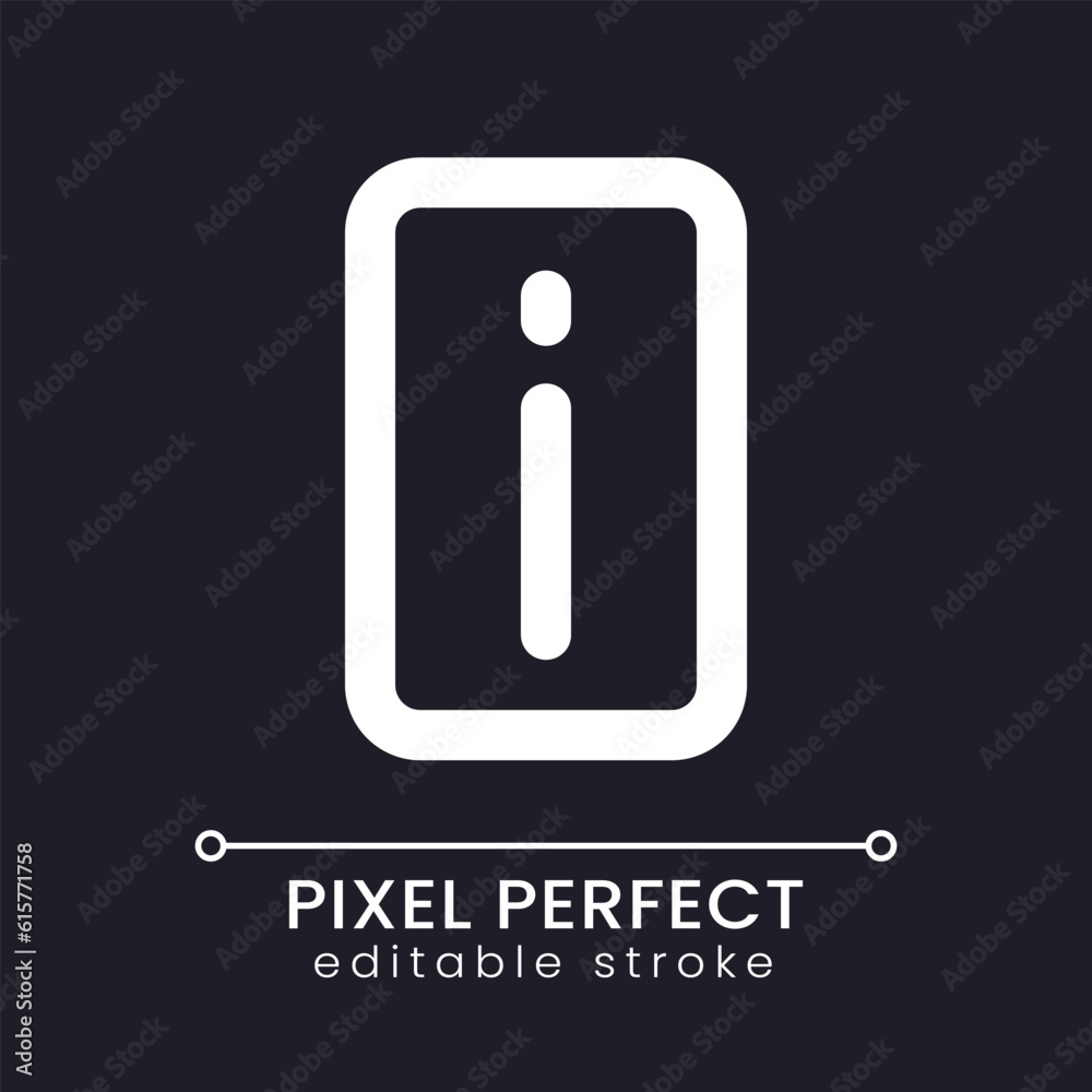 Information pixel perfect white linear ui icon for dark theme. User support service. Vector line pictogram. Isolated user interface symbol for night mode. Editable stroke. Poppins font used Information pixel perfect white linear ui icon for dark theme. User support service. Vector line pictogram. Isolated user interface symbol for night mode. Editable stroke. Poppins font used