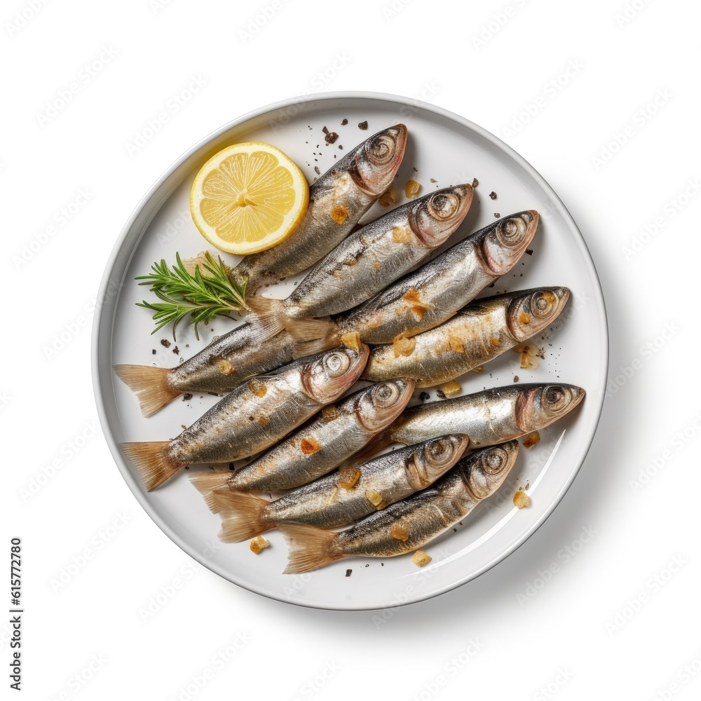 Delicious Plate of Grilled Sardines Isolated on a Transparent Background. Delicious Plate of Grilled Sardines Isolated on a Transparent Background.