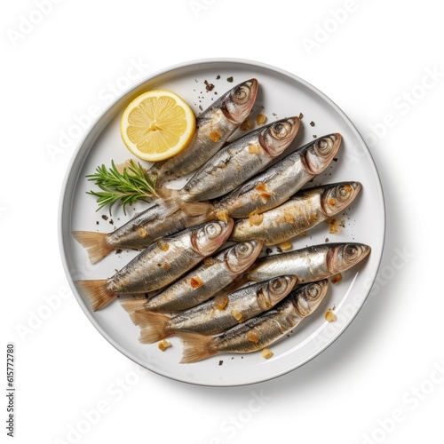 Delicious Plate of Grilled Sardines Isolated on a Transparent Background.