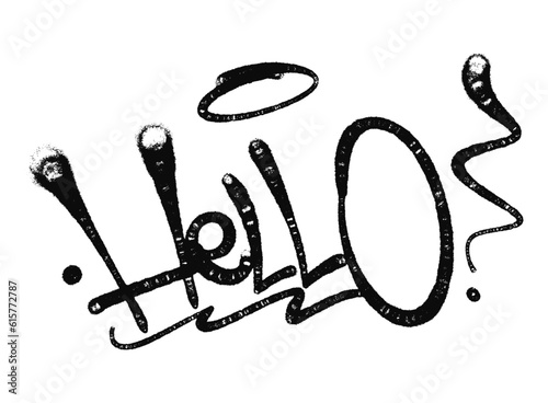 illustration Black graffiti tag lettering aerosol can spray paint