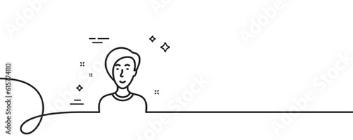 Woman line icon. Continuous one line with curl. User or businesswoman person sign. Female silhouette symbol. Businesswoman person single outline ribbon. Loop curve pattern. Vector