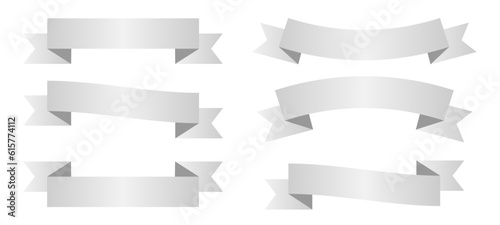 Set Of White Ribbon Banners