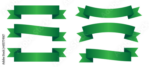 Set Of Green Ribbon Banners