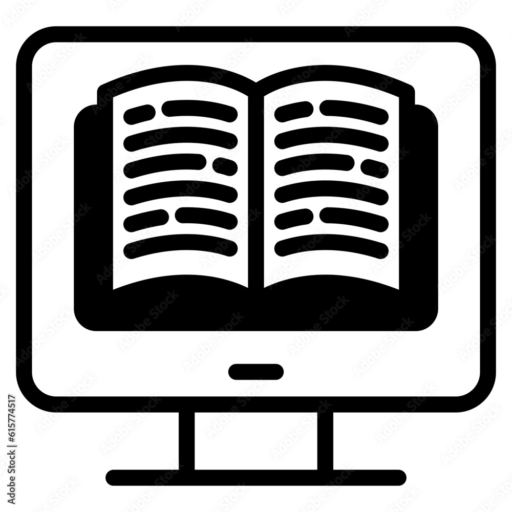online learning icon, computer and book online learning icon, computer and book