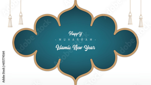 modern trendy islamic wallpaper poster banner template design muharram islamic new year celebration