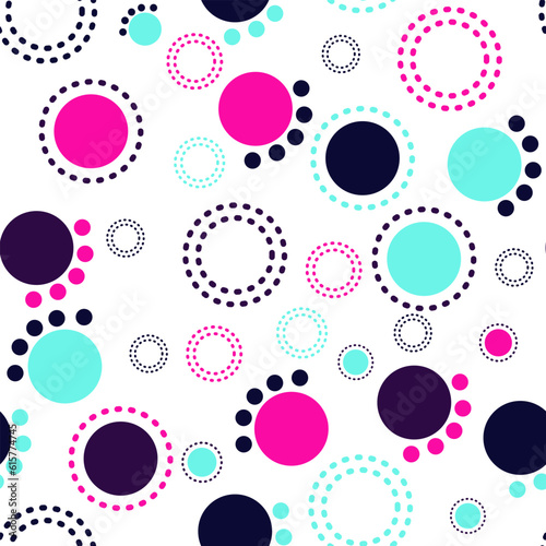 Colorful geometric pattern with circles vector. Seamless colorful geometric background. For printing wallpaper, gift wrapping paper, bed linen, textile, fabric, cover, kids clothing, bags print