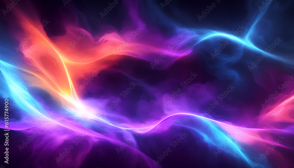 An explosion of colors with swirling trails of smoke. Generative AI.