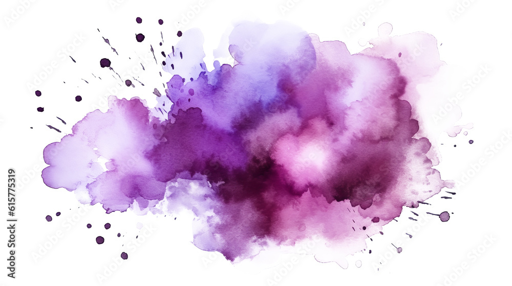 Watercolor purple stain. On a transparent background.