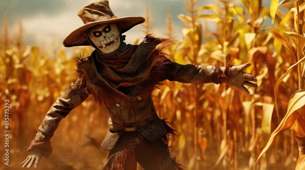 A scarecrow in a cornfield A scarecrow in a cornfield