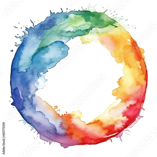 Watercolor spot, rainbow circle. On a transparent background