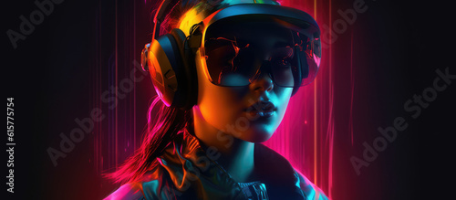  an image of a young girl in a virtual reality headset, generative AI