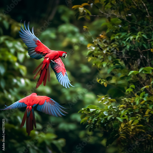 scarlet macaw in the forest