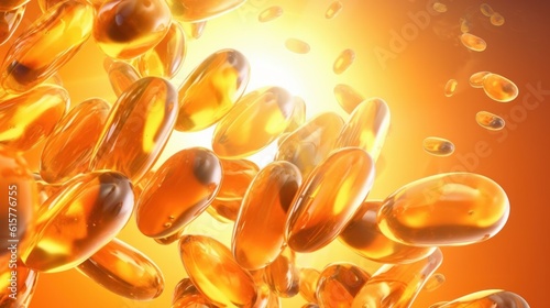 Daily Supplement of fish oil gel capsules. AI generated