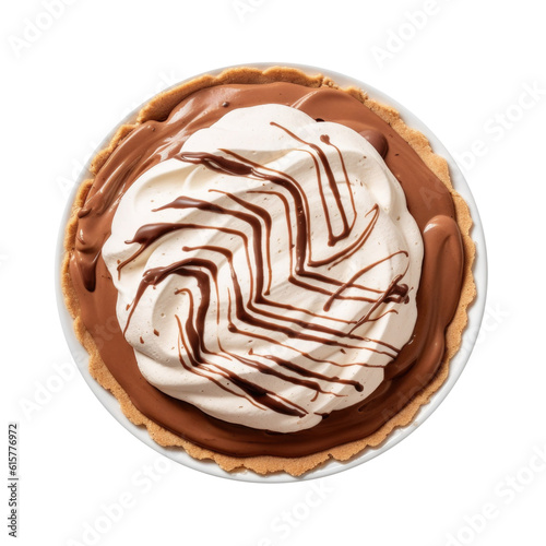 Delicious Chocolate Cream Pie Isolated on a Transparent Background.
