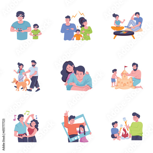 Modern Set of Family Flat Illustrations   