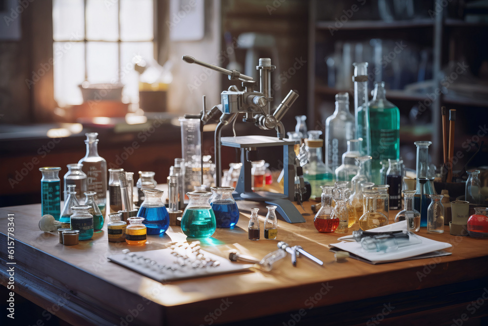 Assortment of science Laboratory equipment in school Ai generative Assortment of science Laboratory equipment in school Ai generative
