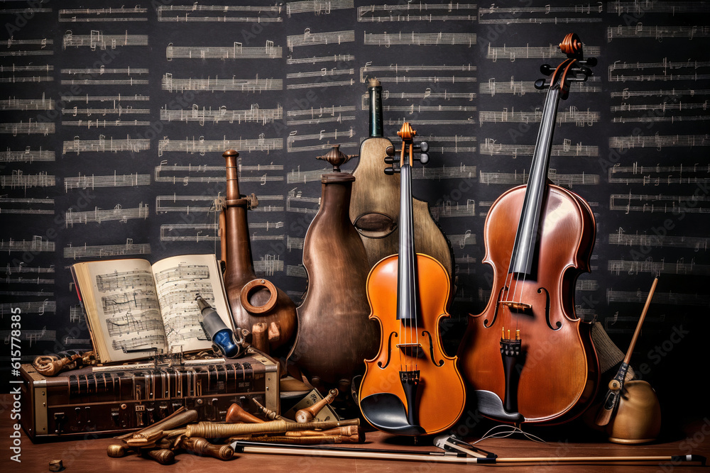 Naklejka premium violin and guitar ai generative