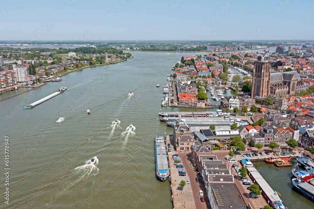 Aerial from the historical city Dordrecht in Zuid Holland the Netherlands