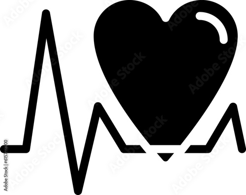 Cardiology black glyph icon. Cardiovascular system examination. Medical test. Cardiogram. Healthcare. Silhouette symbol on white space. Solid pictogram. Vector isolated illustration