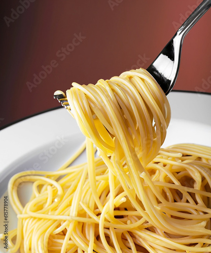 spaghetti pasta with a fork