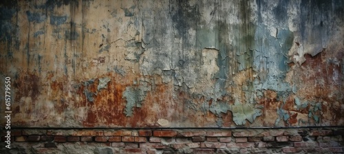 Rusty cracked concreate wall industrial background. Generative AI technology.