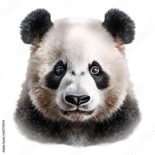 panda face shot isolated on transparent background cutout