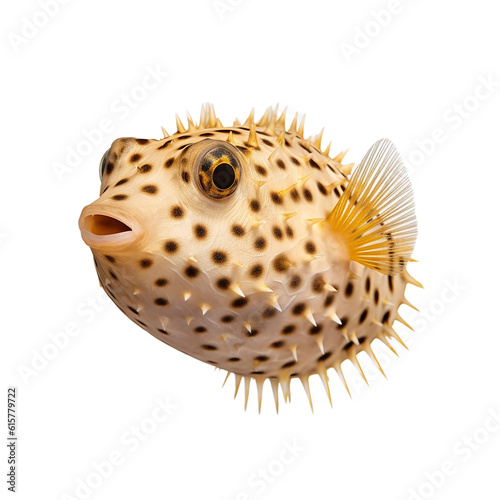 puffer fish staring , isolated on transparent background cutout 