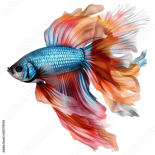 colorful betta fish isolated on transparent background cutout
