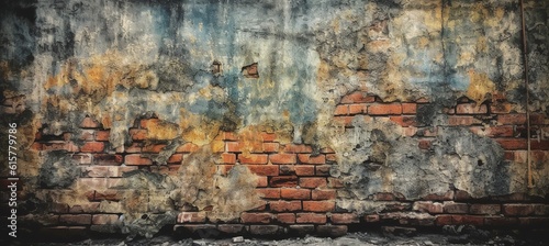 Rusted old brick concreate wall industrial background. Generative AI technology.