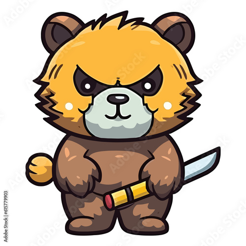 Enchanting Guardian of the Woods: Enchanting 2D Illustration of a Playful Wolverine