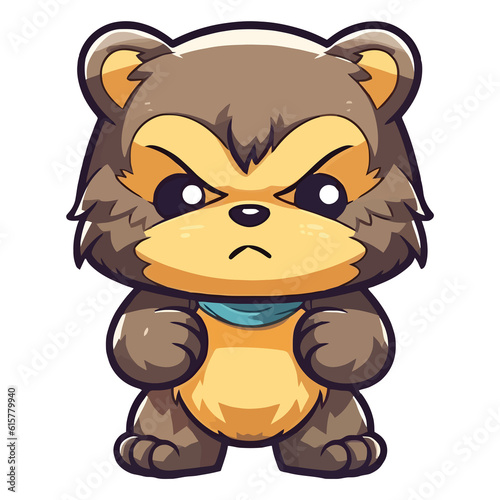 Enchanting Guardian of the Woods: Enchanting 2D Illustration of a Playful Wolverine