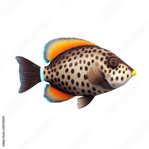 Clown Triggerfish , isolated on transparent background cutout 