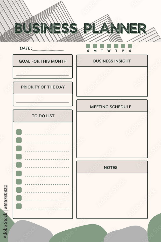 Business planner digital printable blank template Business planner digital printable blank template