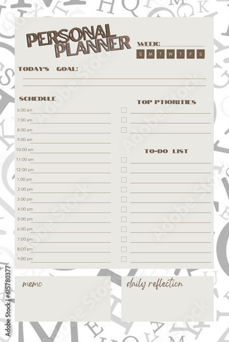 Lettering planner digital printable blank template insert