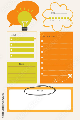Idea planner digital printable blank template insert
