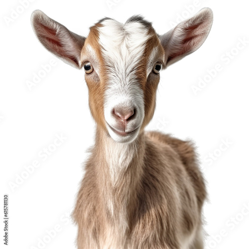 baby goat face shot , isolated on transparent background cutout