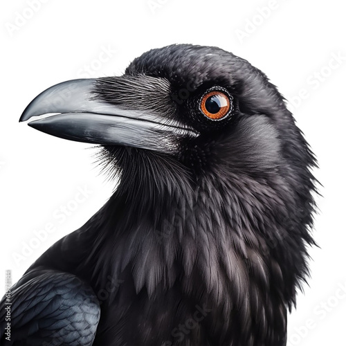 crow face shot , isolated on transparent background cutout