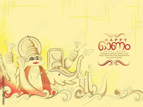 Creative vector sketch for Happy Onam festival of South India Kerala photo