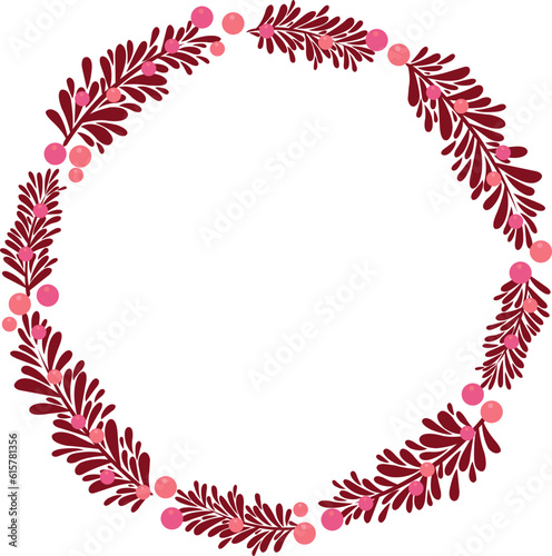 Bunch for red fern leaves and berry wreath for decoration on Christmas holiday event. photo