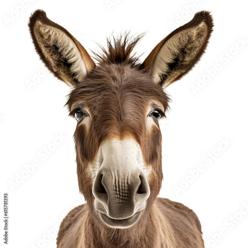 Vászonkép donkey face shot isolated on transparent background cutout