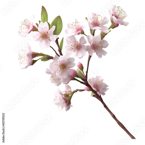 cherry blossom flower stalk , isolated on transparent background cutout 