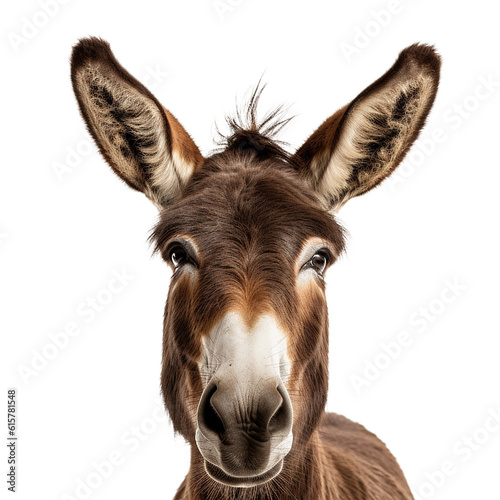 Photographie donkey face shot isolated on transparent background cutout